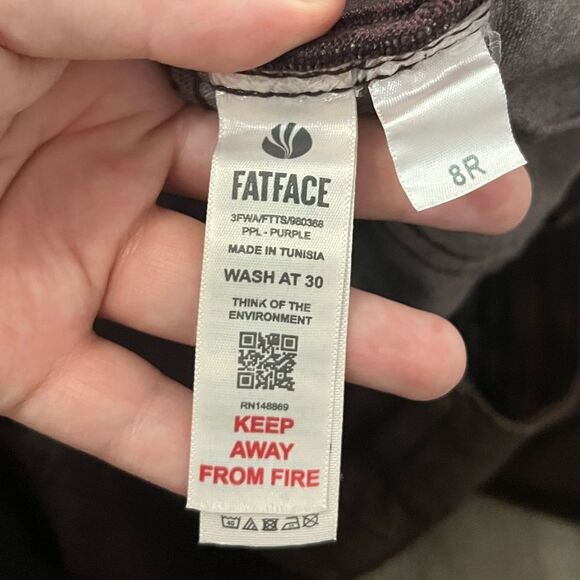 Fat Face Purple Mid Rise Cleo Canvas Barrel Leg Chinos Size 4 - Picture 11 of 12